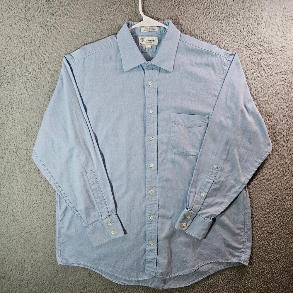 Burberrys of London Dress Shirt Men 17.5 34 Long sleeve Light Blue USA -Pls Read